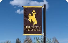 A flag for the University of Wyoming in Laramie